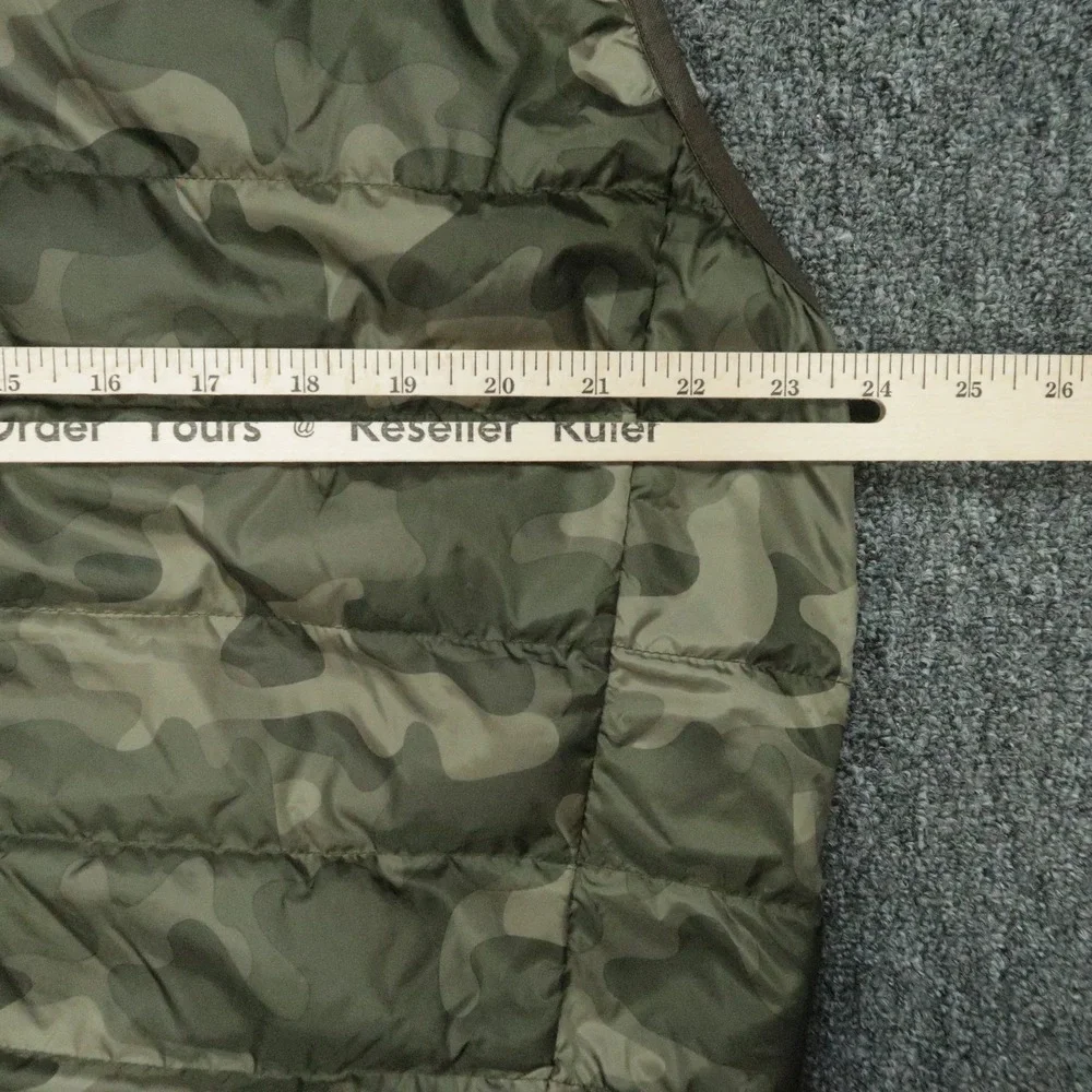 Eddie‎ Bauer Vest Mens Large Tall Green Camo Down Insulated Full Zip Pockets